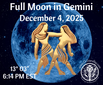 Full Moon in Gemini at 13 degrees 03 minutes on Thursday, December 4, 2025 on DrStandley.com