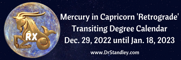 2023 Mercury in Capricorn Transiting Degree Calendar on www.DrStandley.com
