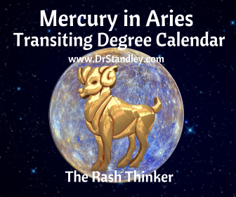 Mercury in Aries Transiting Degree Calendar on DrStandley.com