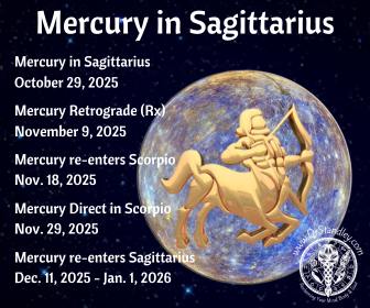 Mercury in Sagittarius which includes a retrograde back into Scorpio from October 22, 2025 until January 1, 2026 on DrStandley.com