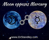 Moon opposing Mercury on Saturday, March 31, 2018 on DrStandley.com