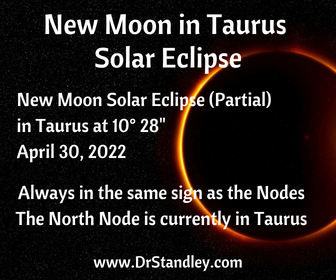 New Moon Partial Solar Eclispe in Taurus 2022 on DrStandley.com