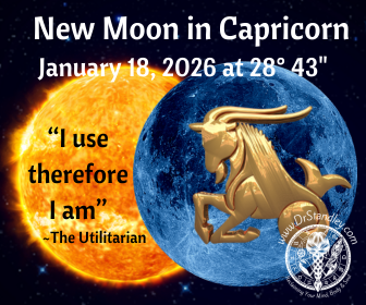 New Moon in Capricorn at 28 degrees 43 minutes on January 18, 2026 on DrStandley.com