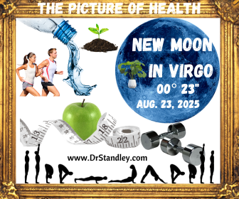 New Moon in Virgo at 00 degrees 23 minutes on August 23, 2025 on DrStandley.com